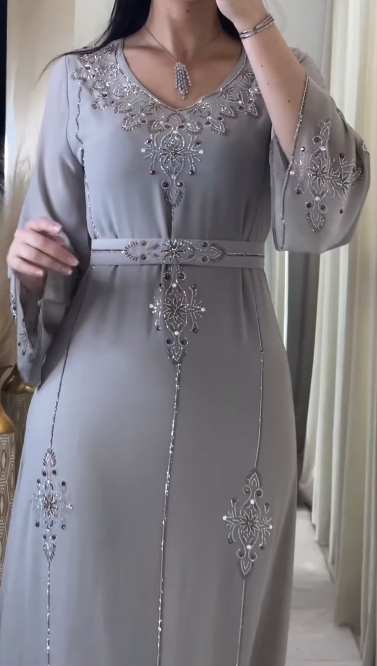 Grey Embellished Dress