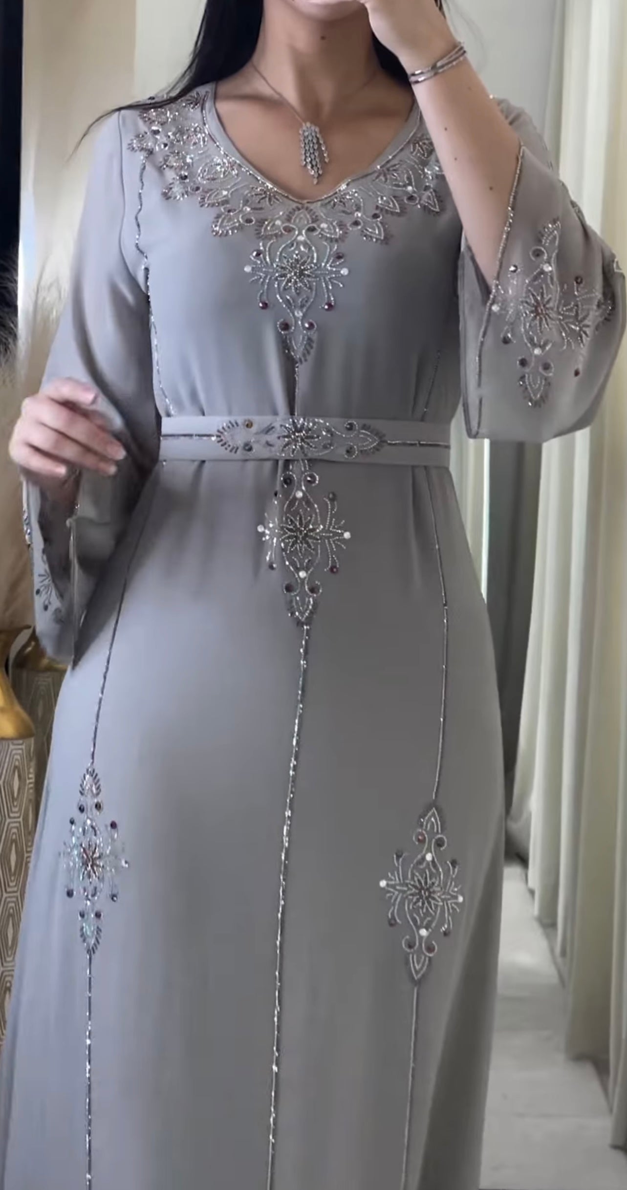 Grey Embellished Dress