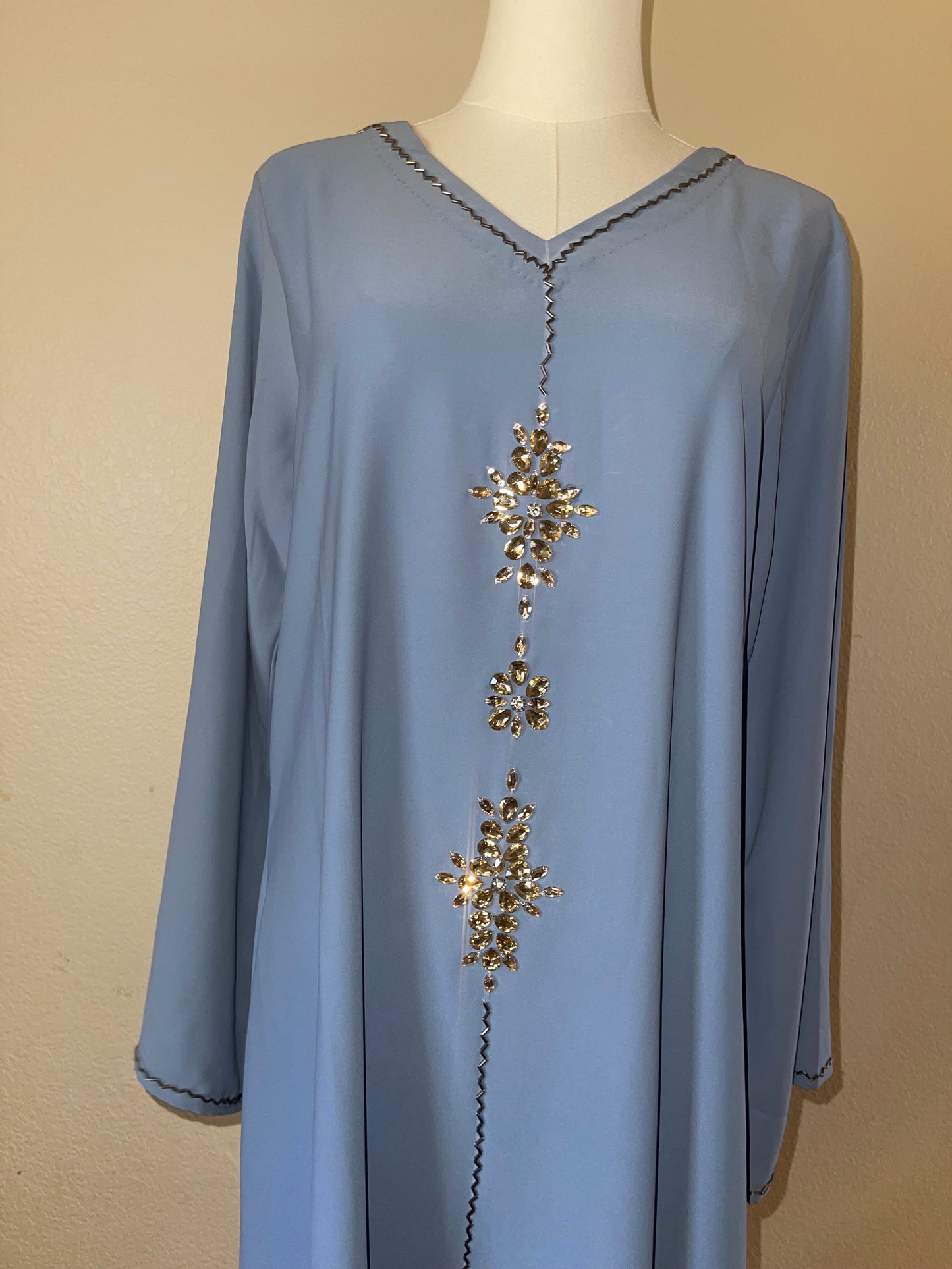 Soft Blue Rhinestone Jalabiya