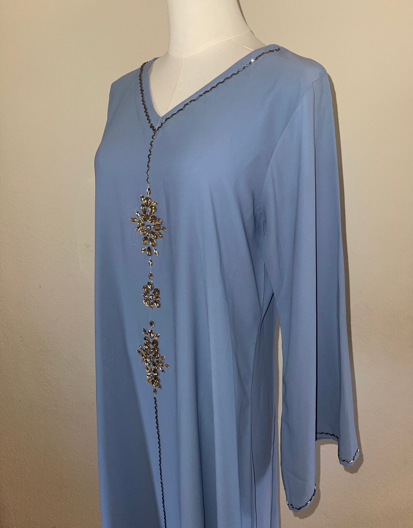 Soft Blue Rhinestone Jalabiya