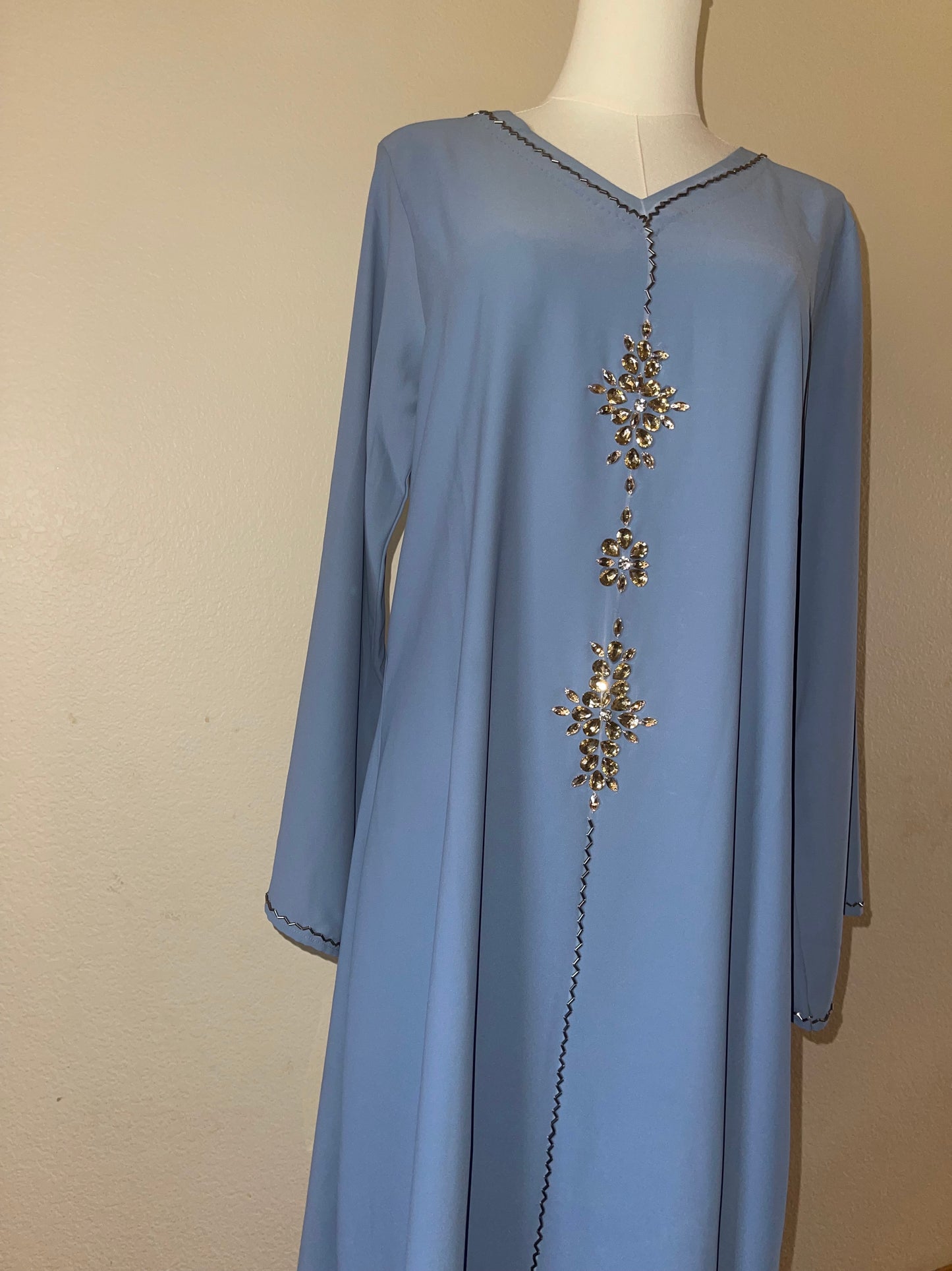 Soft Blue Rhinestone Jalabiya